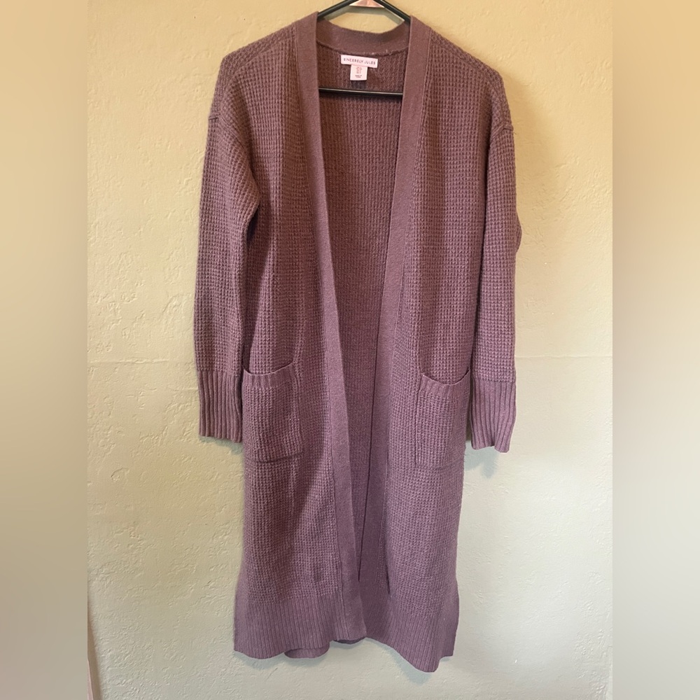 Women's Beige Open-Front Sweater